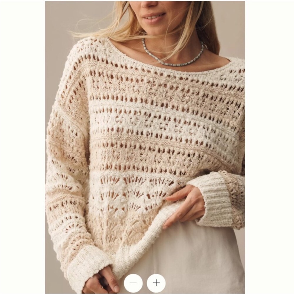 Anthropologie Pilcro The Palmer Cream Tan Open Stitch Sweater Size XS